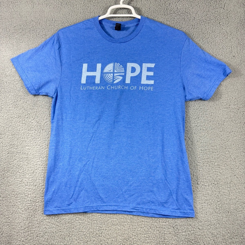 Gildan Royal‎ Blue 'HOPE' Graphic Tee Church Camp Religious Des Moines Iowa